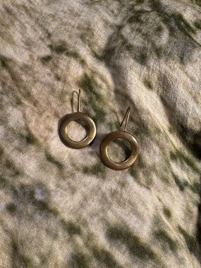 Bronze tone Open Circle Drop Earrings - Women Jewelry